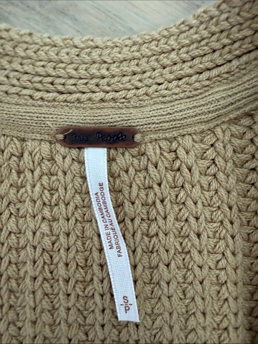 Free People Open-Front Taupe/Beige Ribbed Cardigan - Picture 3 of 8